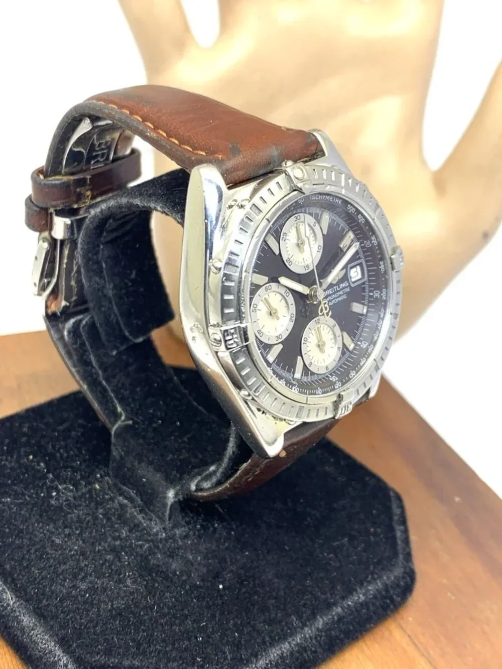 Breitling Men's Watch A13352 Swiss Automatic Chronograph Black Dial Leather 40mm